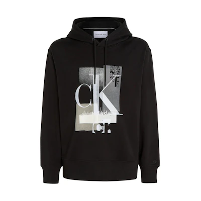 Calvin Klein Hoodie Black with Letter Logo Print J30J324310-BEH