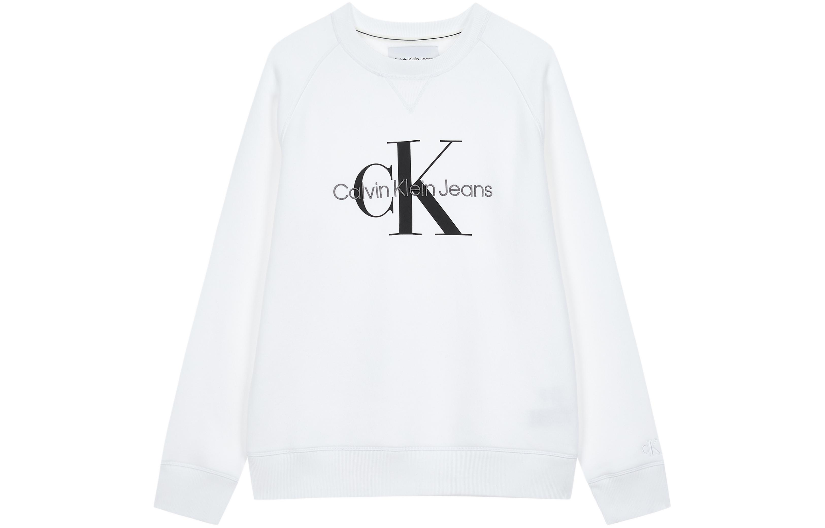 Calvin Klein Interlocking Logo Long Sleeve Crewneck Sweatshirt White () J322335-YAF