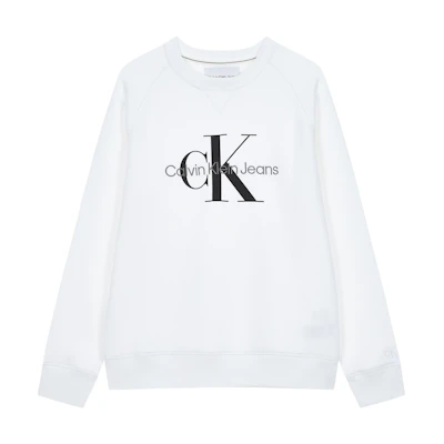 Calvin Klein Interlocking Logo Long Sleeve Crewneck Sweatshirt White () J322335-YAF
