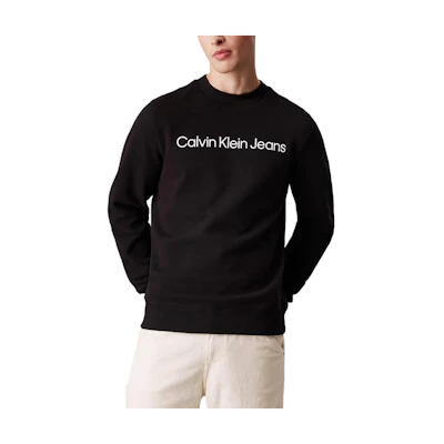 Calvin Klein Jeans Black Casual Crewneck Letter Sweatshirt for Men European Version J30J327219-BEH