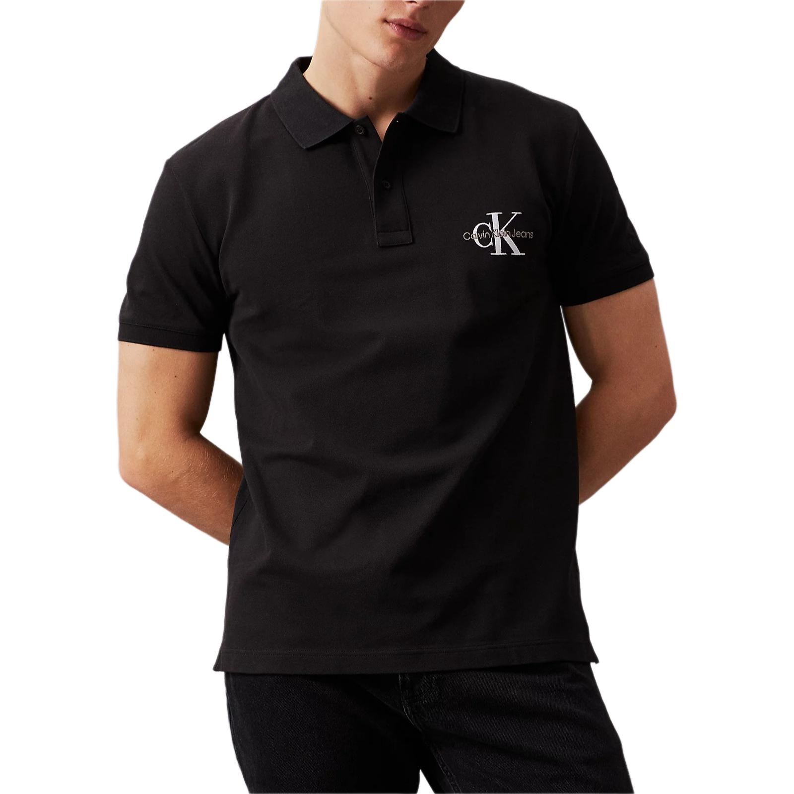 Calvin Klein Jeans Black Embroidered Logo Casual Polo Shirt (EU Version). J30J325664-BEH