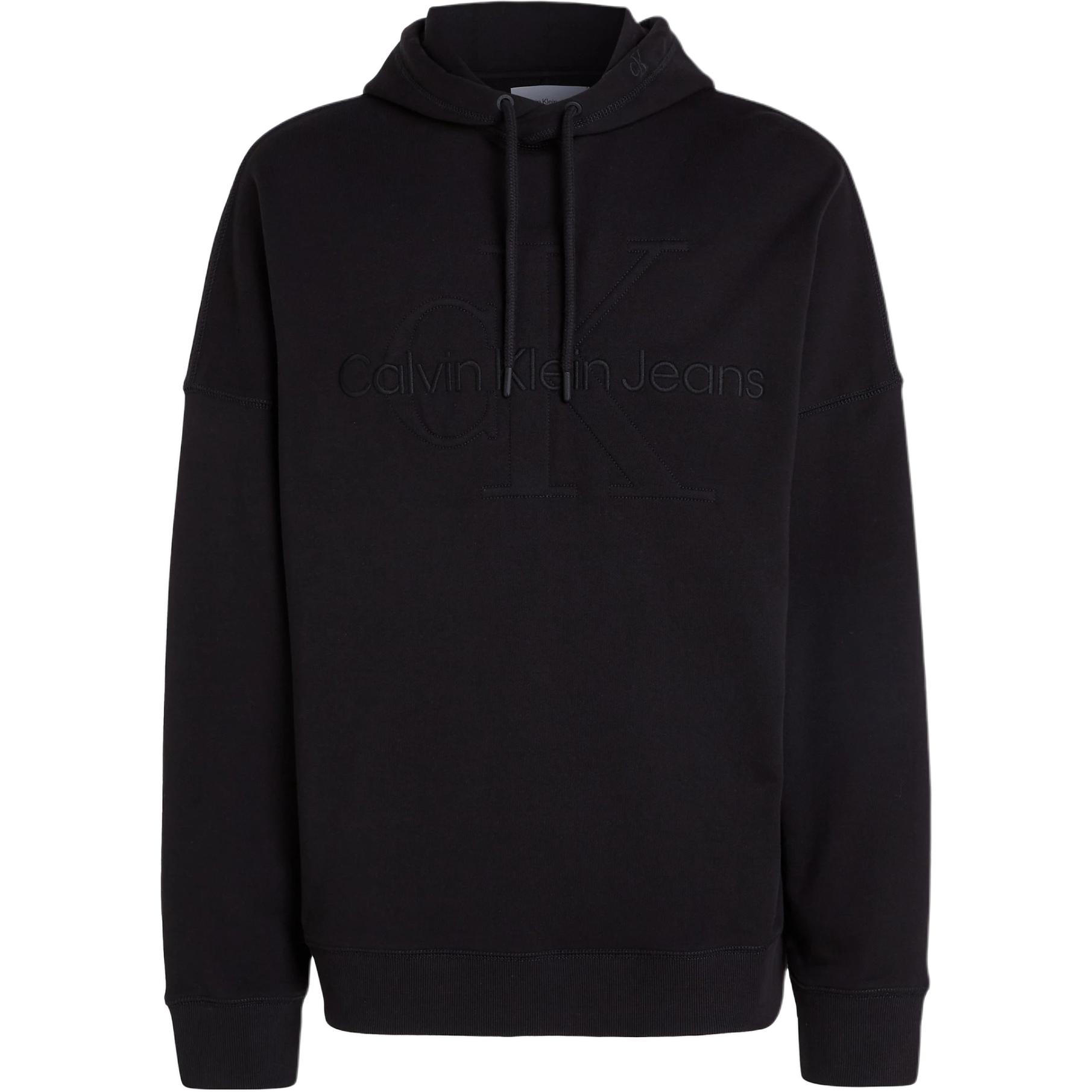 Calvin Klein Jeans Black Relaxed Fit Hoodie with Logo Long Sleeves J30J325150-BEH