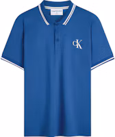 Calvin Klein Jeans Blue Letter Collar Trim Short Sleeve Polo Shirt J324245C3B Calvin Klein Jeans Blue Letter Collar Trim Short Sleeve Polo Shirt J324245C3B
