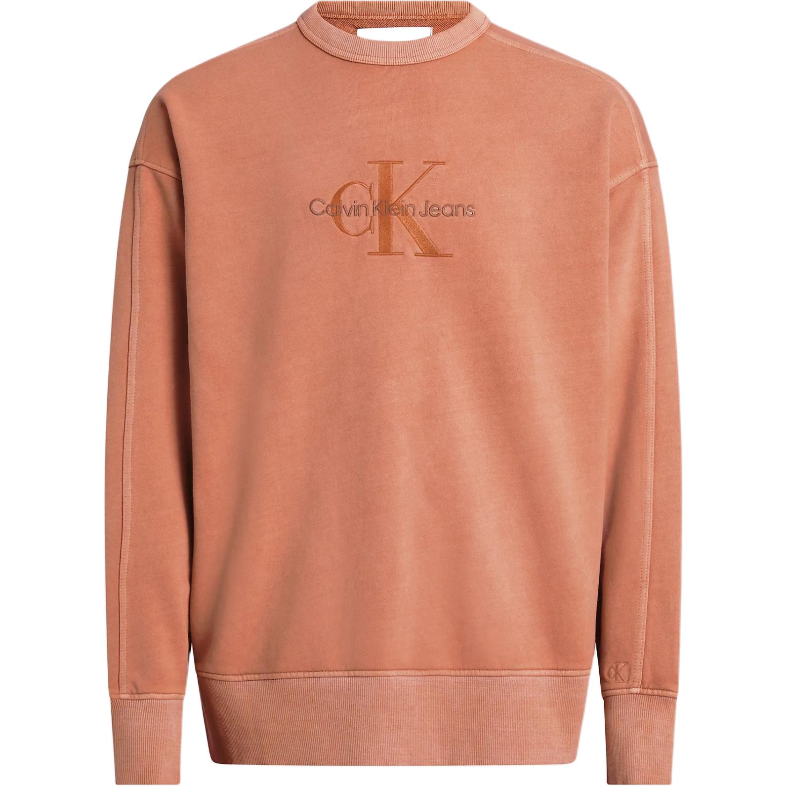 Calvin Klein Jeans Embroidered Logo Loose Fit Crewneck Sweatshirt Orange Mens J30J324091-SEC