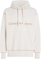 Calvin Klein Jeans Ivory Relaxed Hoodie with Minimalist Embroidery J30J324623-YBI Calvin Klein Jeans Ivory Relaxed Hoodie with Minimalist Embroidery J30J324623-YBI