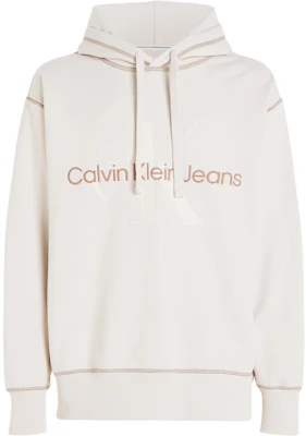 Calvin Klein Jeans 象牙色極簡刺繡寬鬆連帽衫 J30J324623-YBI Buy Calvin Klein Jeans 象牙色極簡刺繡寬鬆連帽衫 J30J324623-YBI