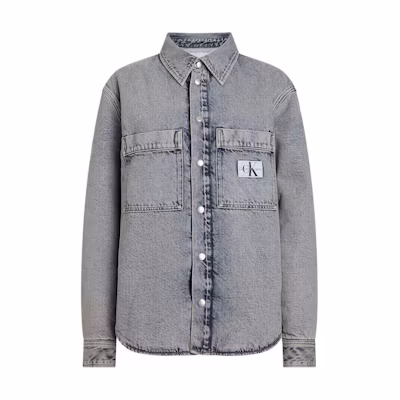 Calvin Klein Jeans Letter Logo Gray-Blue Long Sleeve Shirt Jacket J30J325279-1A4
