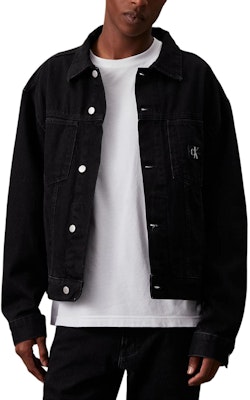 Calvin Klein Jeans Letter Print Button Long Sleeve Denim Jacket Euro Black. J30J325751-1BY Order Calvin Klein Jeans Letter Print Button Long Sleeve Denim Jacket Euro Black. J30J325751-1BY