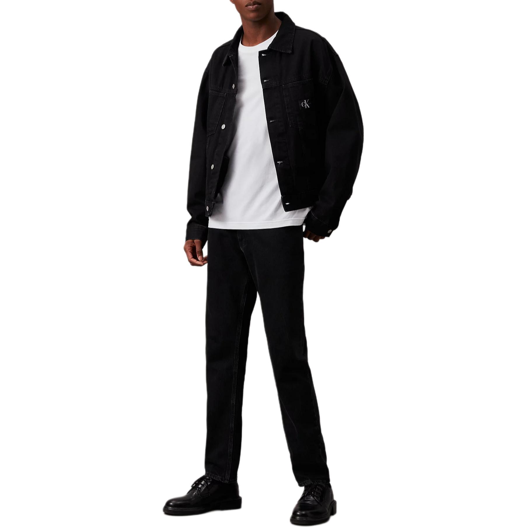 Lookbook Calvin Klein Jeans Letter Print Button Long Sleeve Denim Jacket Euro Black. J30J325751-1BY