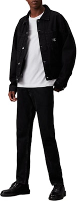 Calvin Klein Jeans Letter Print Button Long Sleeve Denim Jacket Euro Black. J30J325751-1BY Lookbook Calvin Klein Jeans Letter Print Button Long Sleeve Denim Jacket Euro Black. J30J325751-1BY