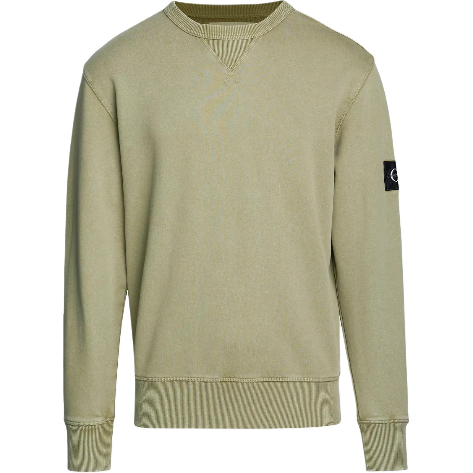 Calvin Klein JEANS Letter Print Crewneck Sweatshirt Matcha Green Men’s European Fit J30J325145-L9N