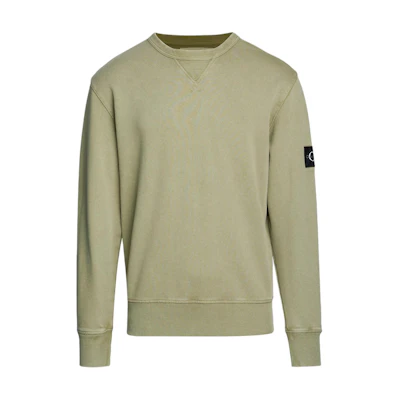 Calvin Klein JEANS Letter Print Crewneck Sweatshirt Matcha Green Men’s European Fit J30J325145-L9N
