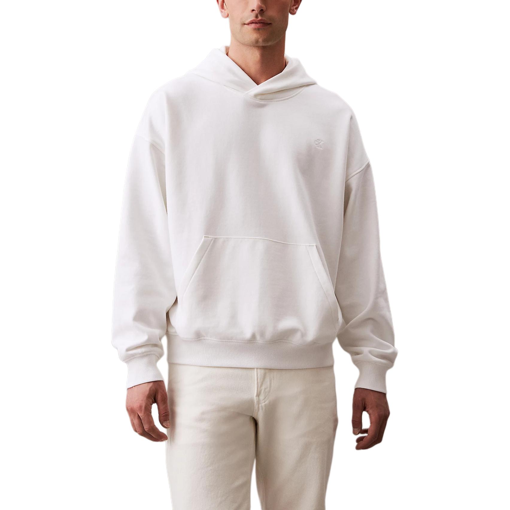 Calvin Klein Jeans Logo Hoodie Unisex European Fit - Bright White J40J400389-YAF