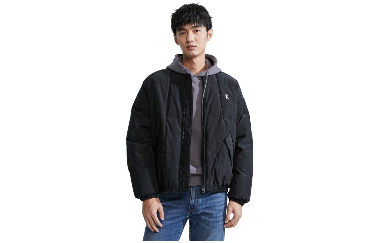 Sizing CALVIN KLEIN Jaket Puff Lelaki Logo Print Kotak-Kotak. J324429