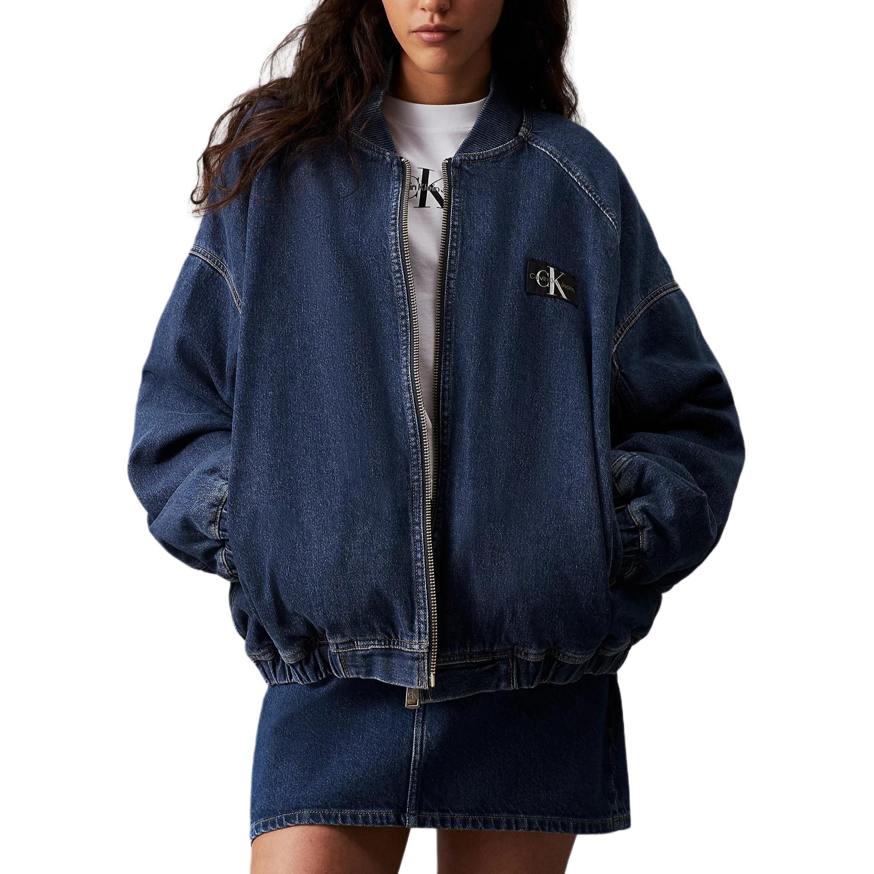 Calvin Klein JEANS Logo Print Oversized Casual Jacket Unisex Navy Blue J40J400381-1BJ