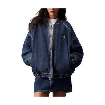 Calvin Klein JEANS Logo Print Oversized Casual Jacket Unisex Navy Blue J40J400381-1BJ
