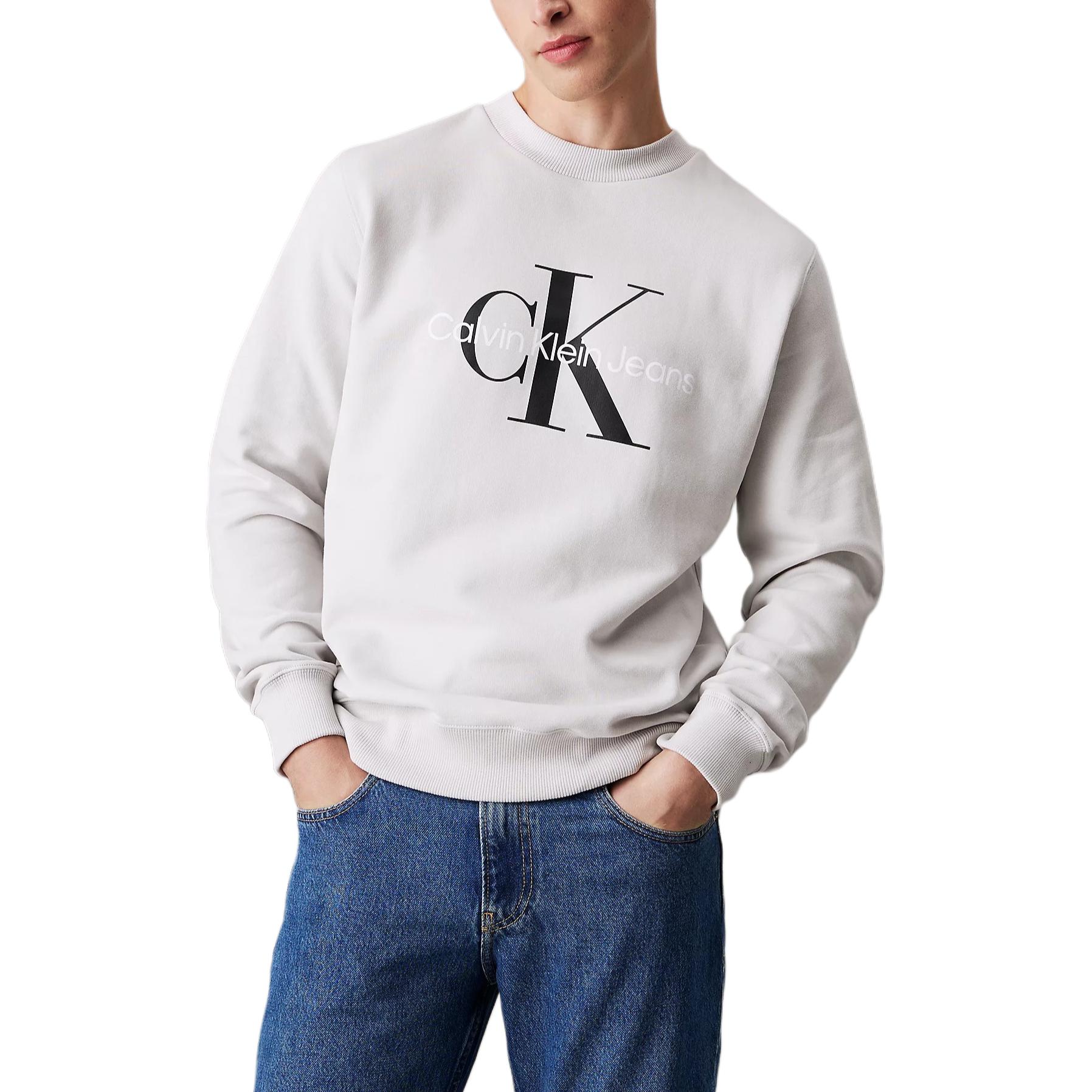 Calvin Klein Jeans Minimalist Casual Crewneck Sweatshirt Light Gray () J30J327218-PC8