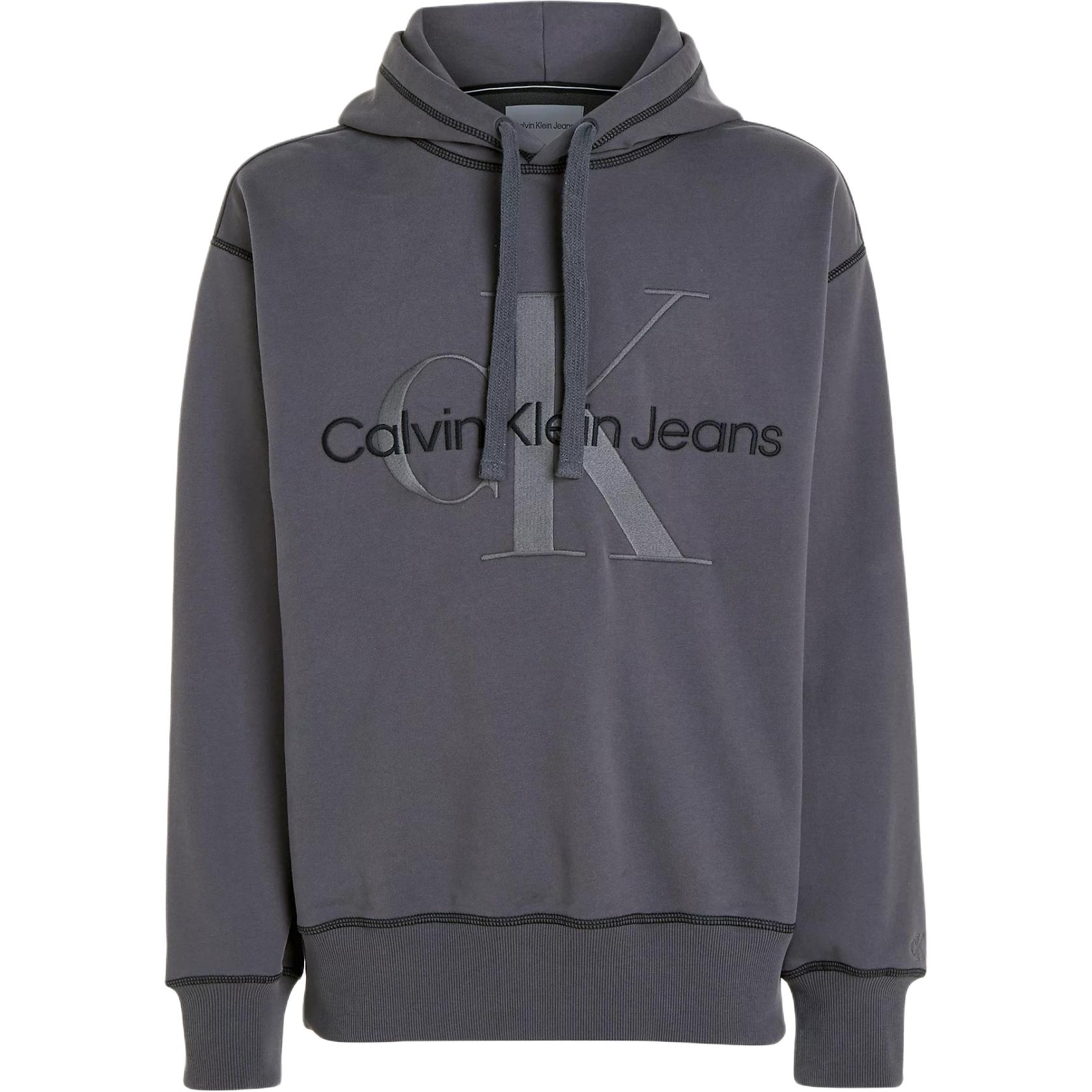 Calvin Klein Jeans Minimalist Embroidered  Black Washed Oversized Hoodie. J30J324623-PT2