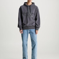 Calvin Klein Jeans Minimalis Hitam Bersulam Hoodie Bersaiz Besar Dicuci. J30J324623-PT2 Lookbook Calvin Klein Jeans Minimalis Hitam Bersulam Hoodie Bersaiz Besar Dicuci. J30J324623-PT2
