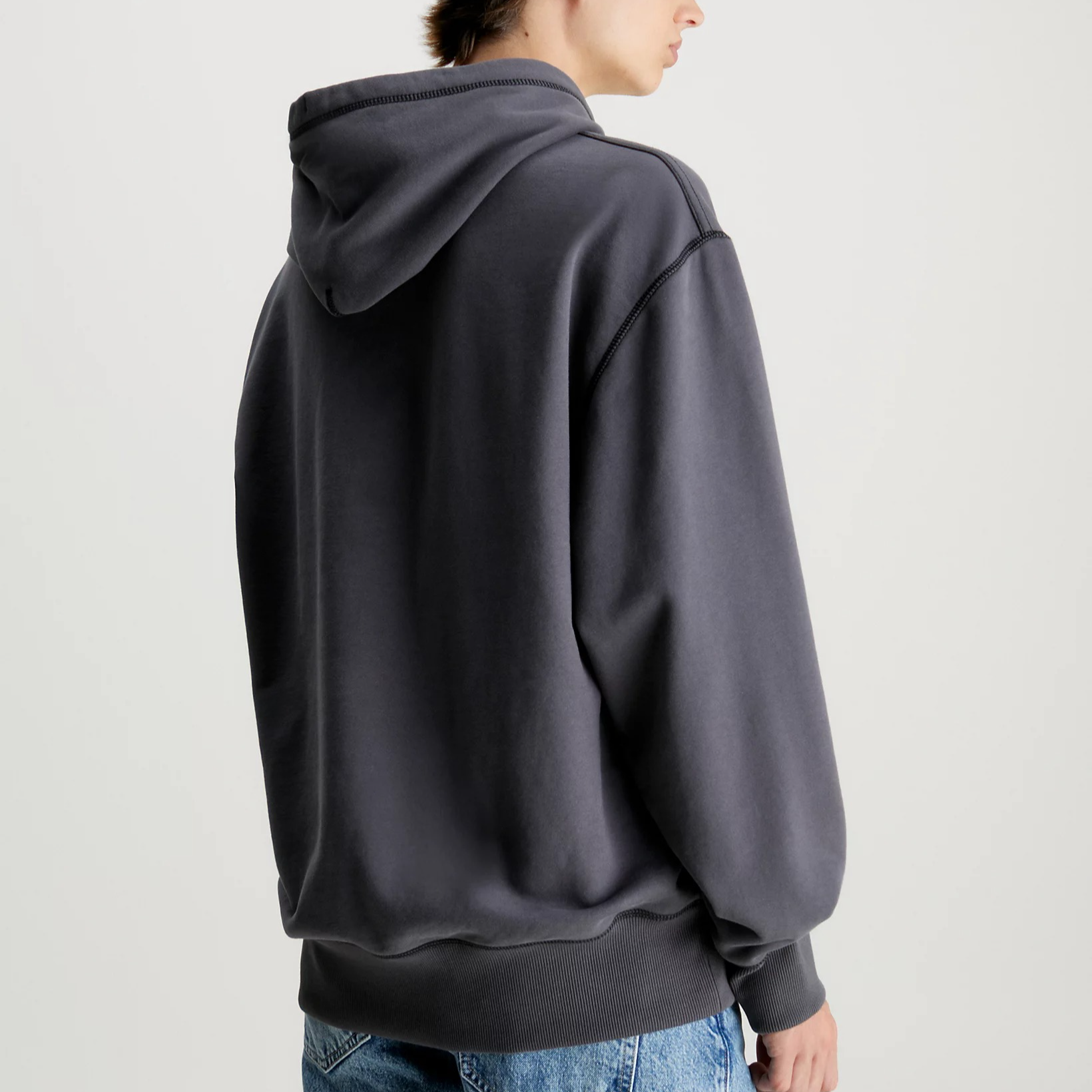 Purchase 卡尔文克莱恩牛仔绣花黑色水洗宽松连帽衫. J30J324623-PT2