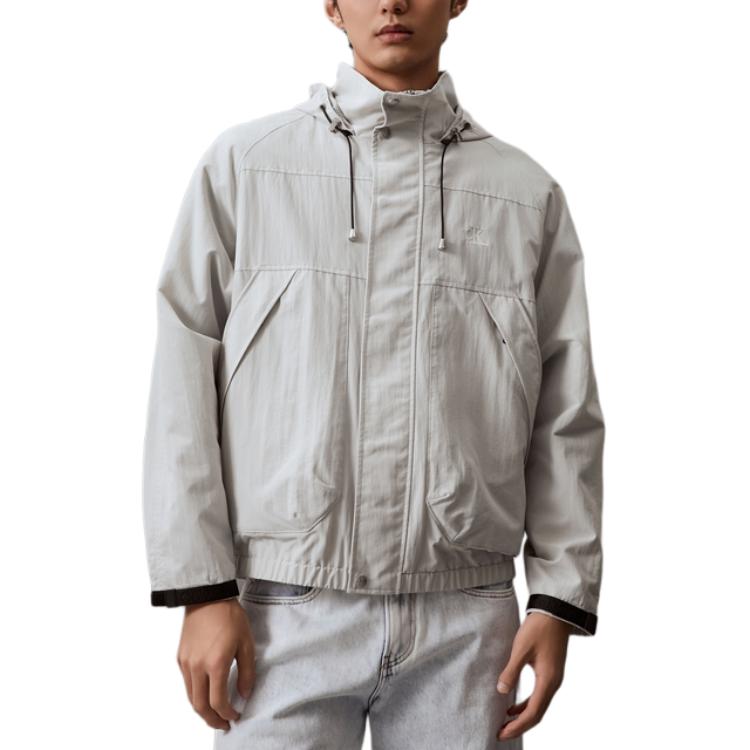 CALVIN KLEIN Jeans Minimalist Velcro Cuff Hooded Jacket Men’s Galaxy Gray. J325904-PC8