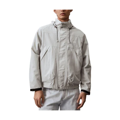 CALVIN KLEIN Jeans Minimalist Velcro Cuff Hooded Jacket Men’s Galaxy Gray. J325904-PC8