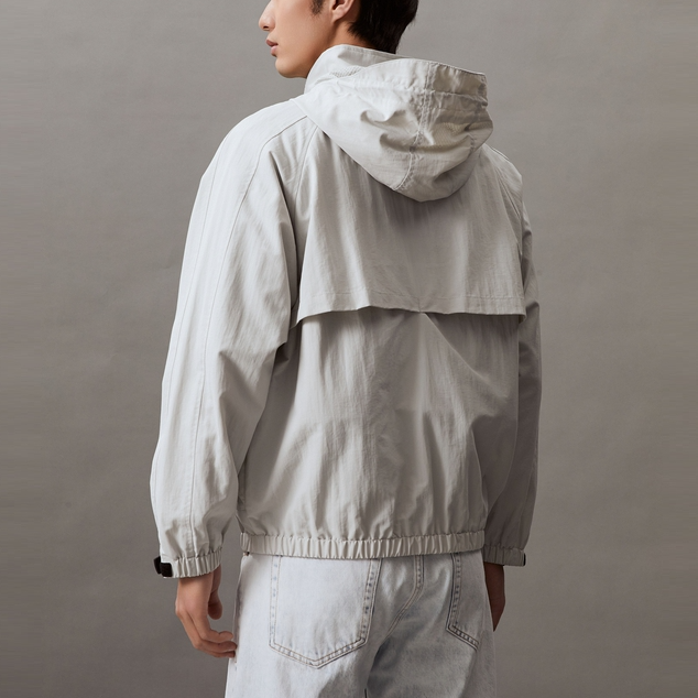 Shop CALVIN KLEIN Jeans Minimalist Velcro Cuff Hooded Jacket Men’s Galaxy Gray. J325904-PC8