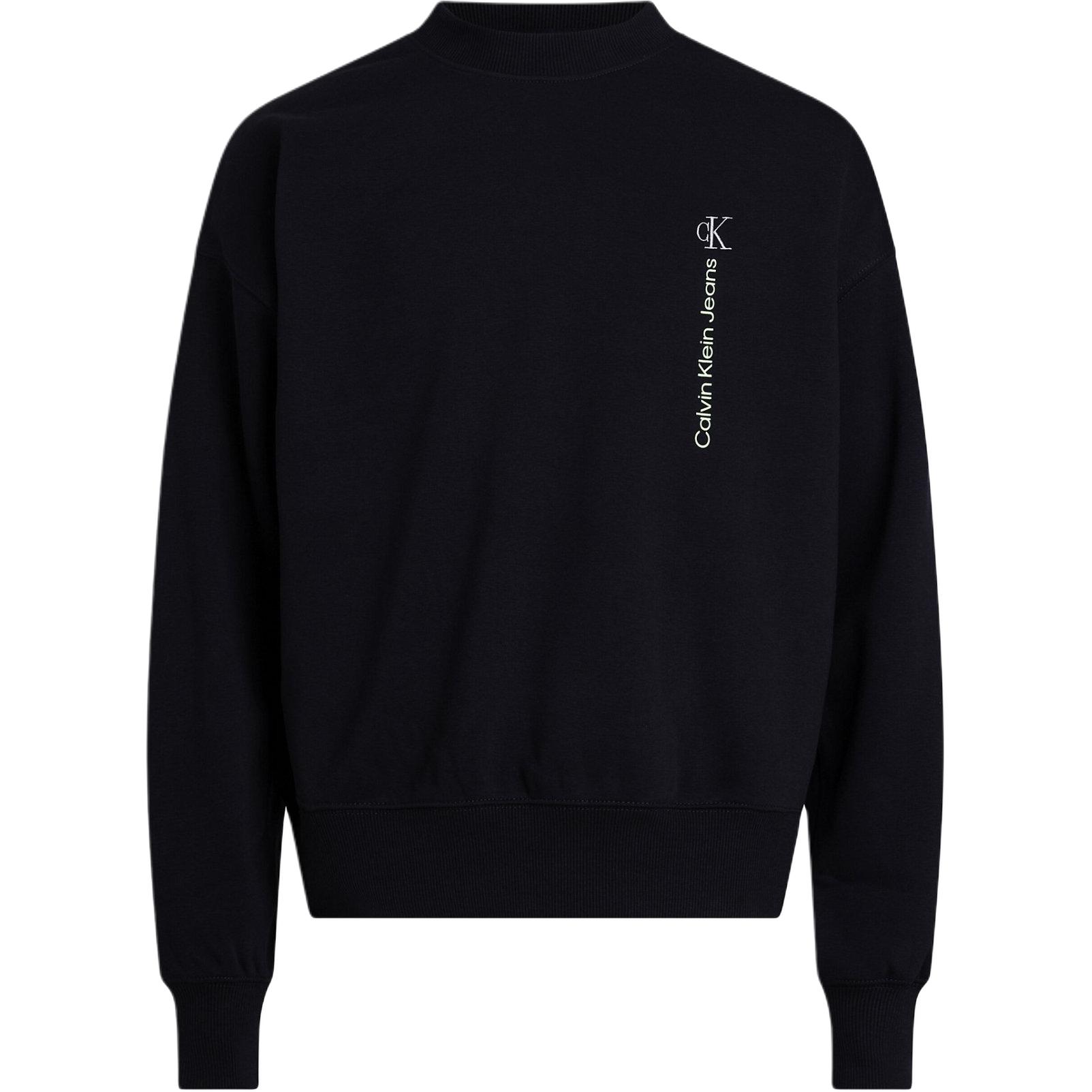 Calvin Klein Jeans Relaxed Fit Logo Crewneck Sweatshirt Black ( European Fit) J30J324119-BEH