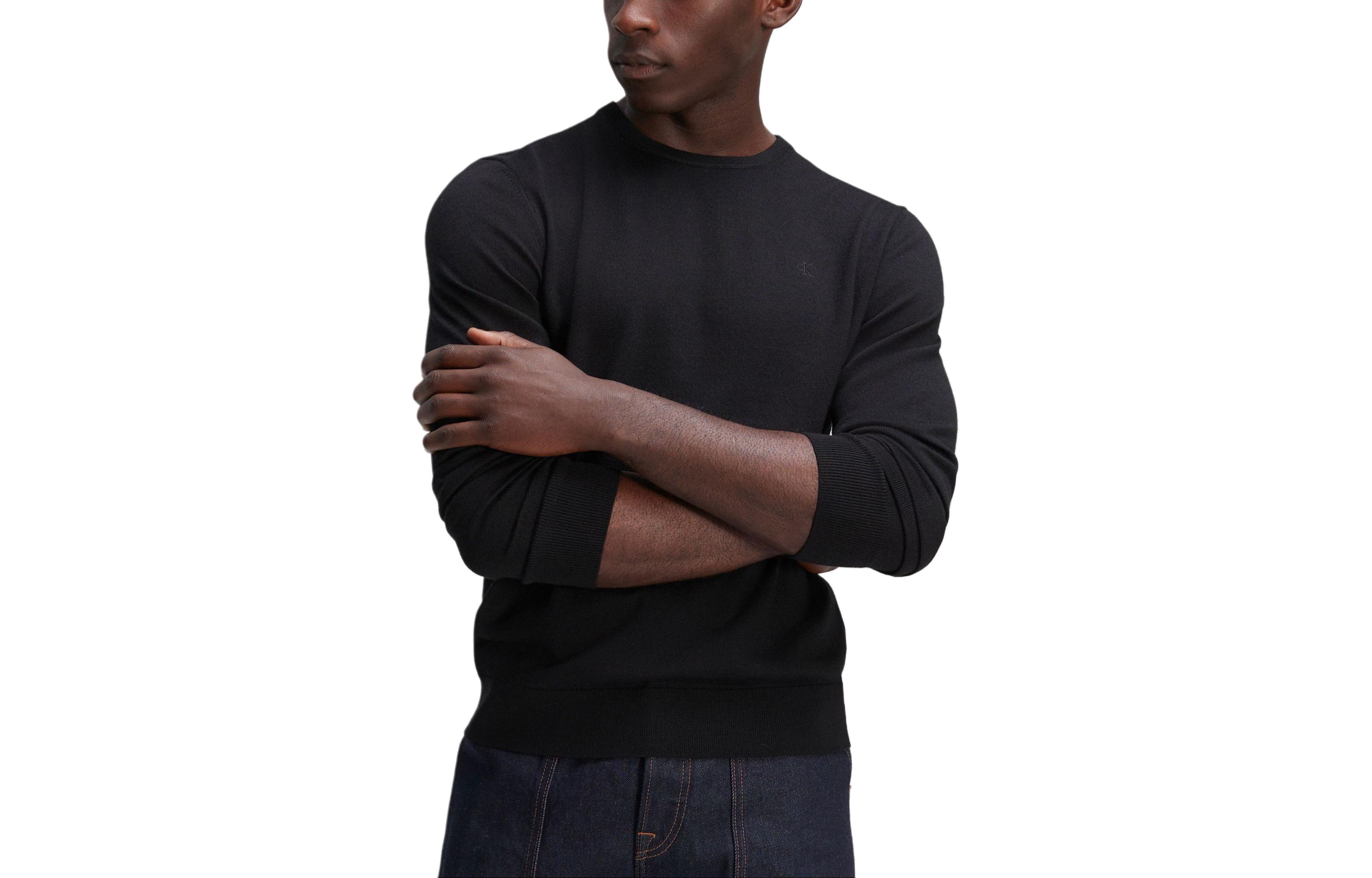 Order Calvin Klein Jeans SS24 Sweater Hitam Kapas Lembut Crewneck 40QM313-UB1