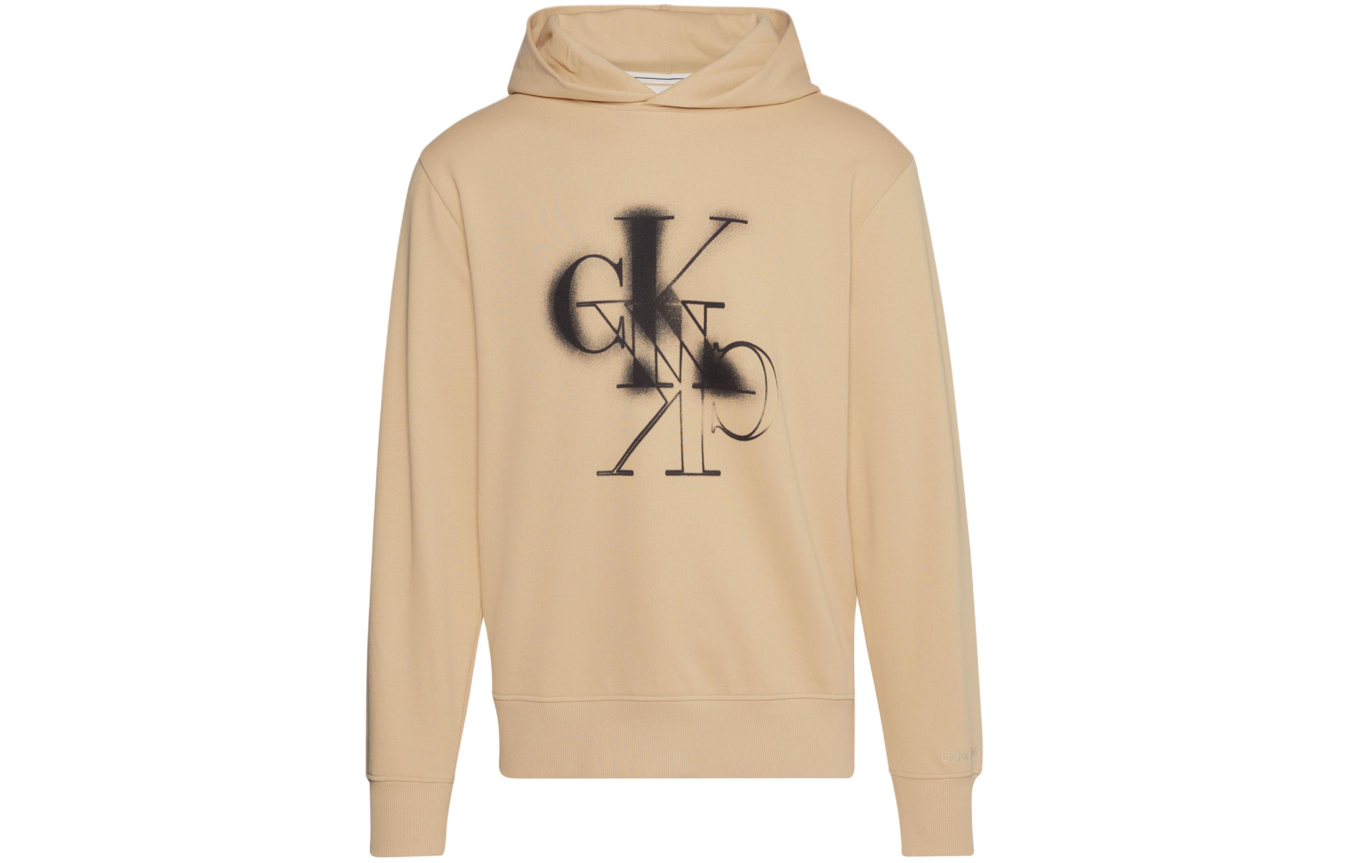 Calvin Klein Jeans SS24 Minimal Letter Print Hoodie Sand J324630-AAT