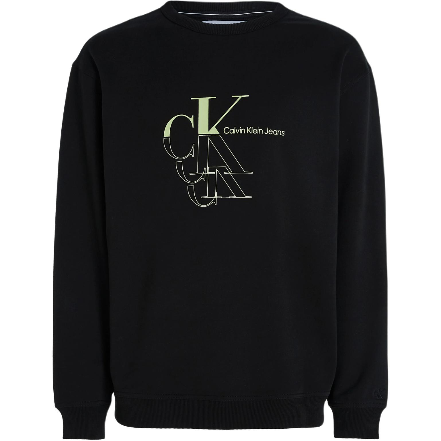 Calvin Klein Jeans Two-Tone Logo Print Crewneck Sweatshirt Black ( EU Edition) J30J325516-BEH