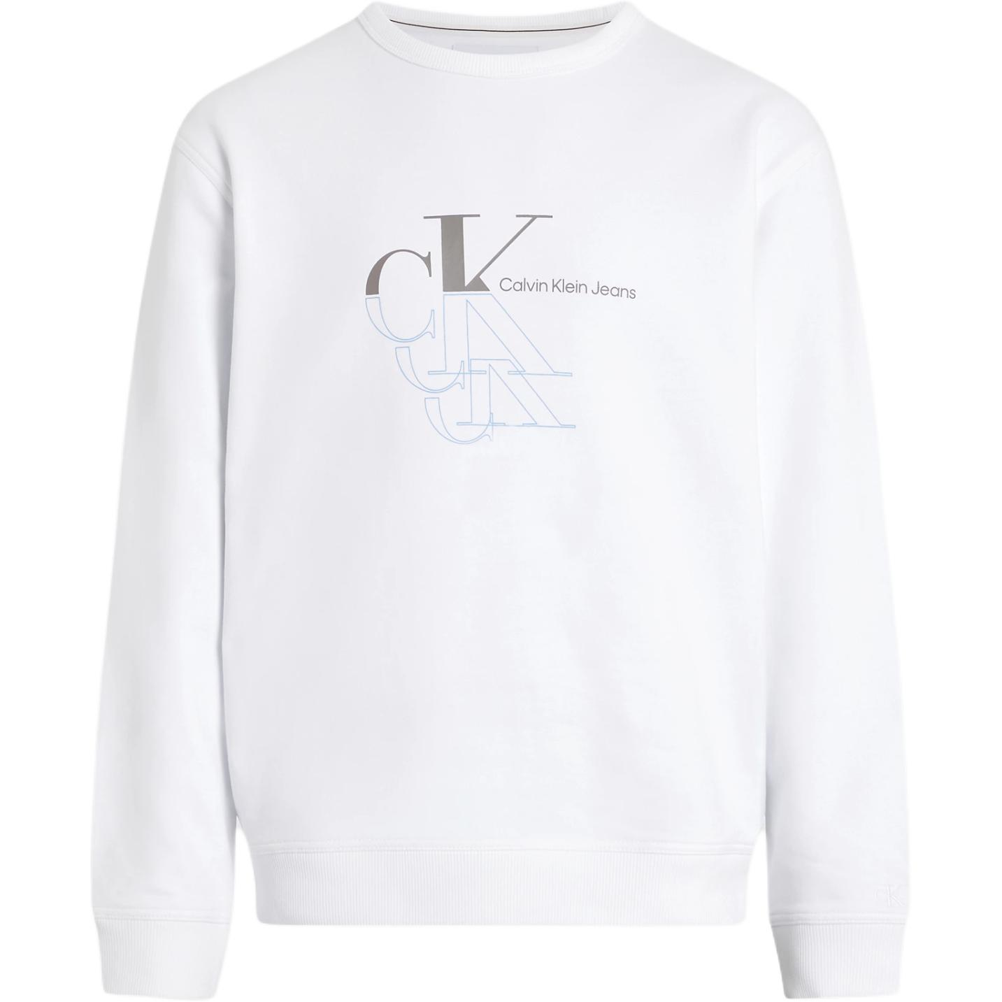 Calvin Klein Jeans Two-Tone Logo Print Crewneck Sweatshirt White ( EU Fit) J30J325516-YAF