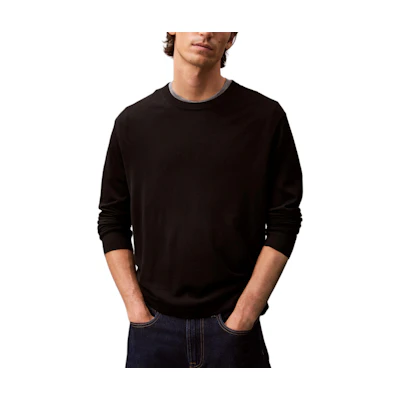 CALVIN KLEIN Jeans Unisex Solid Black Crewneck Pullover Sweater. 40EM332-UB1