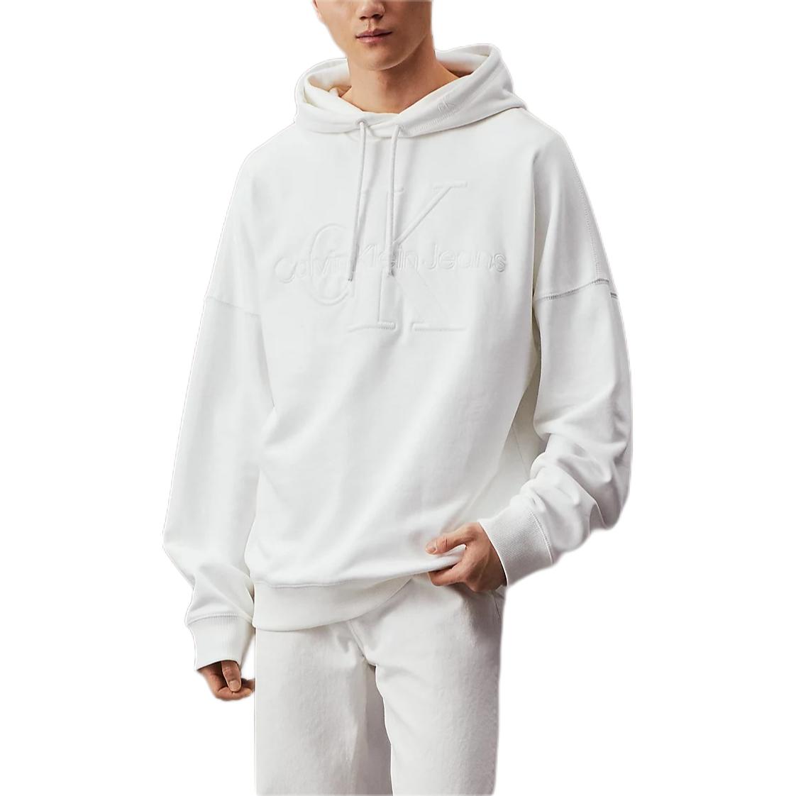 Calvin Klein Jeans White Oversized Hoodie Casual Comfortable Letter Print J30J325150-YAF