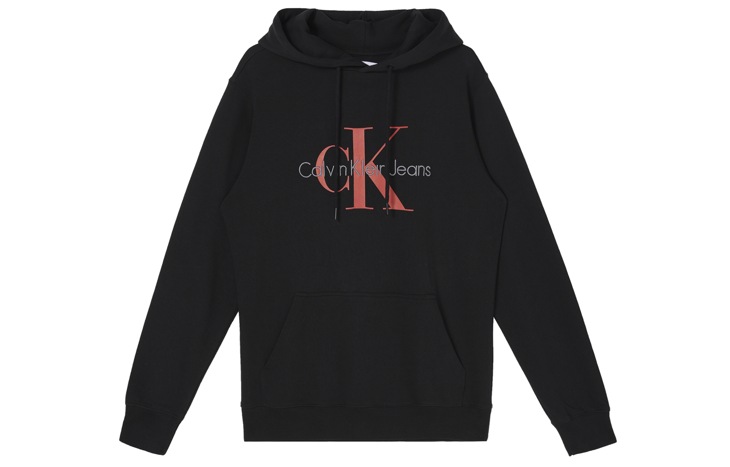 Calvin Klein Letter Embroidered Cotton Hoodie Unisex Black ZM02079-0GM