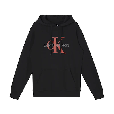 Calvin Klein Letter Embroidered Cotton Hoodie Unisex Black ZM02079-0GM
