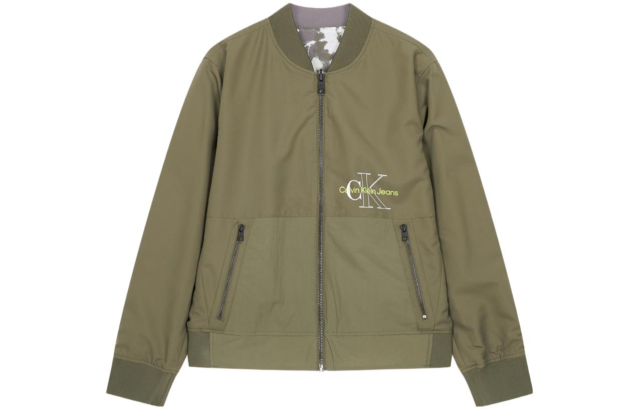 Calvin Klein Letter Logo Baseball Collar Jacket - Khaki J320578-LB6