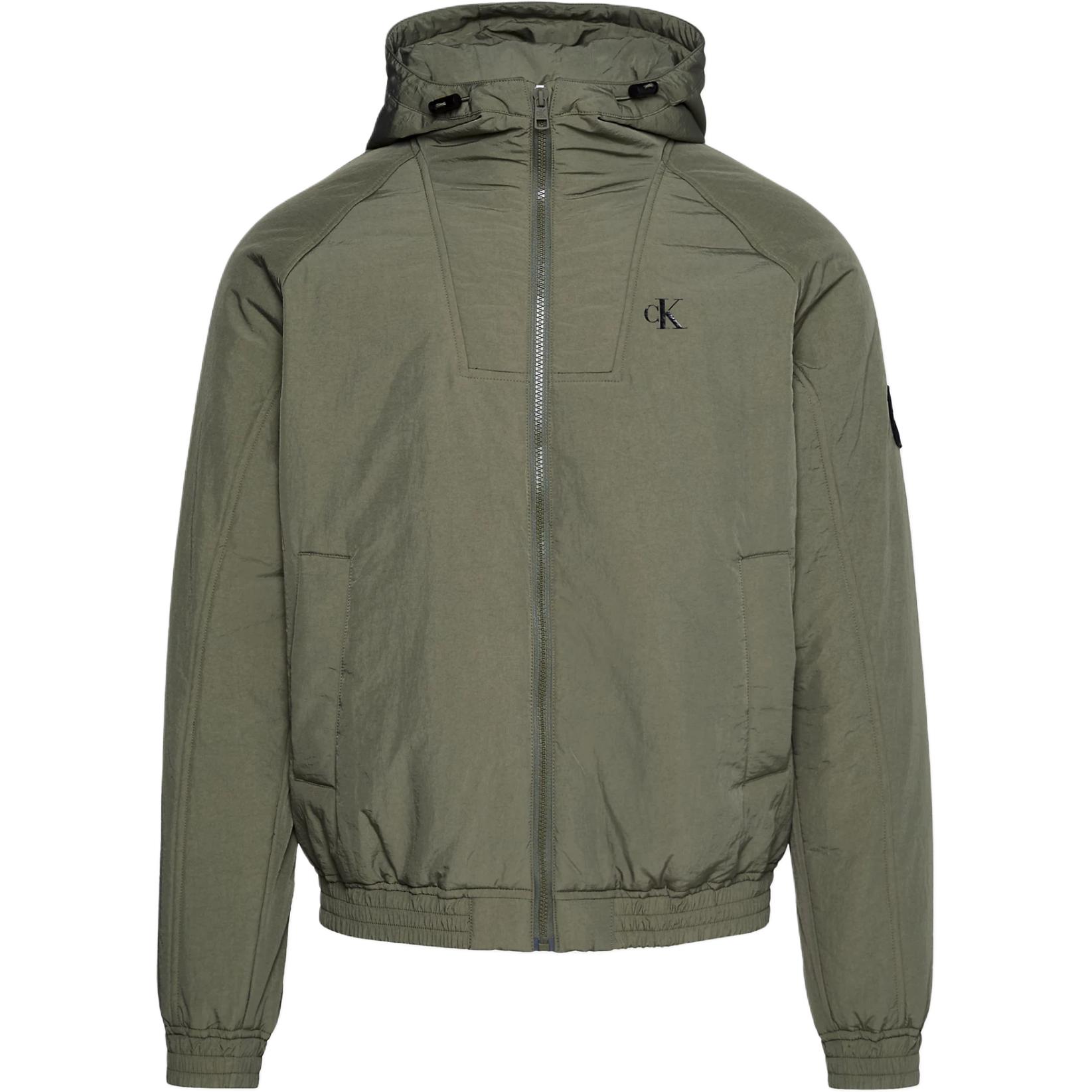 Calvin Klein Letter Logo Hooded Padded Jacket Dark Olive ( EU Edition) J30J324698-LDY