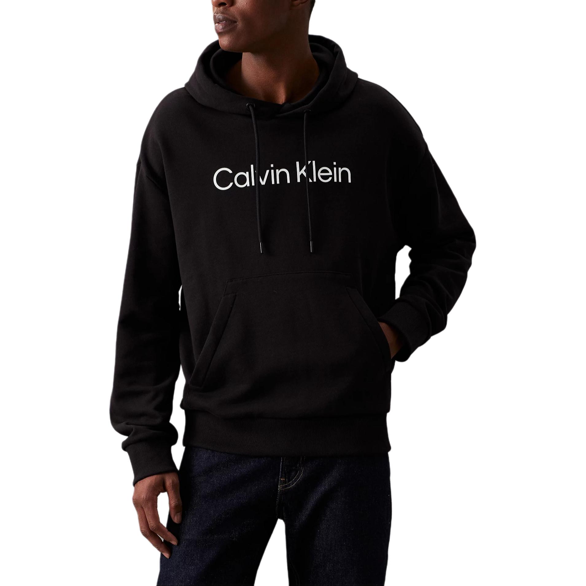 Calvin Klein Letter Logo Hoodie European Fit Black Casual Sweatshirt K10K111345-BEH