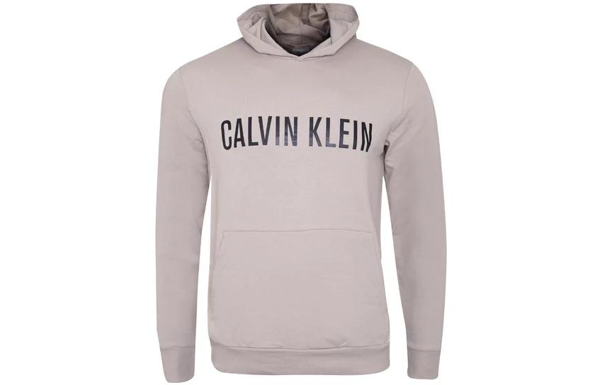 Calvin Klein Letter Print Beige Hoodie Long Sleeve Sweater 000NM1966E-5G4