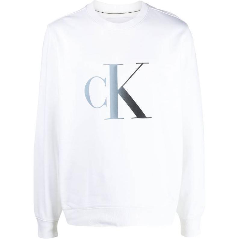 Calvin Klein Letter Print Crewneck Pullover Sweatshirt White J30J320841-YAF