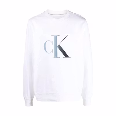 Calvin Klein Letter Print Crewneck Pullover Sweatshirt White J30J320841-YAF