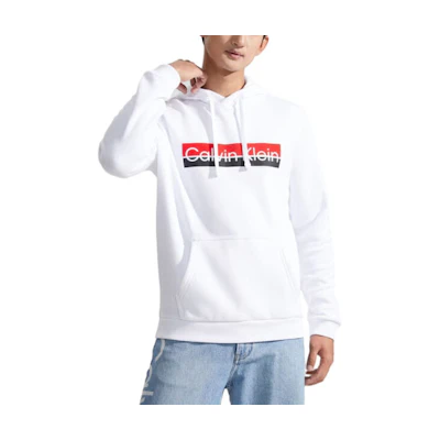 Calvin Klein Letter Print Hoodie Pullover Moonlight White 40QC402-YAA