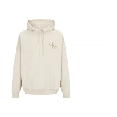 Calvin Klein Letter Print Oversized Fleece Hoodie Beige Unisex J400191-ACF