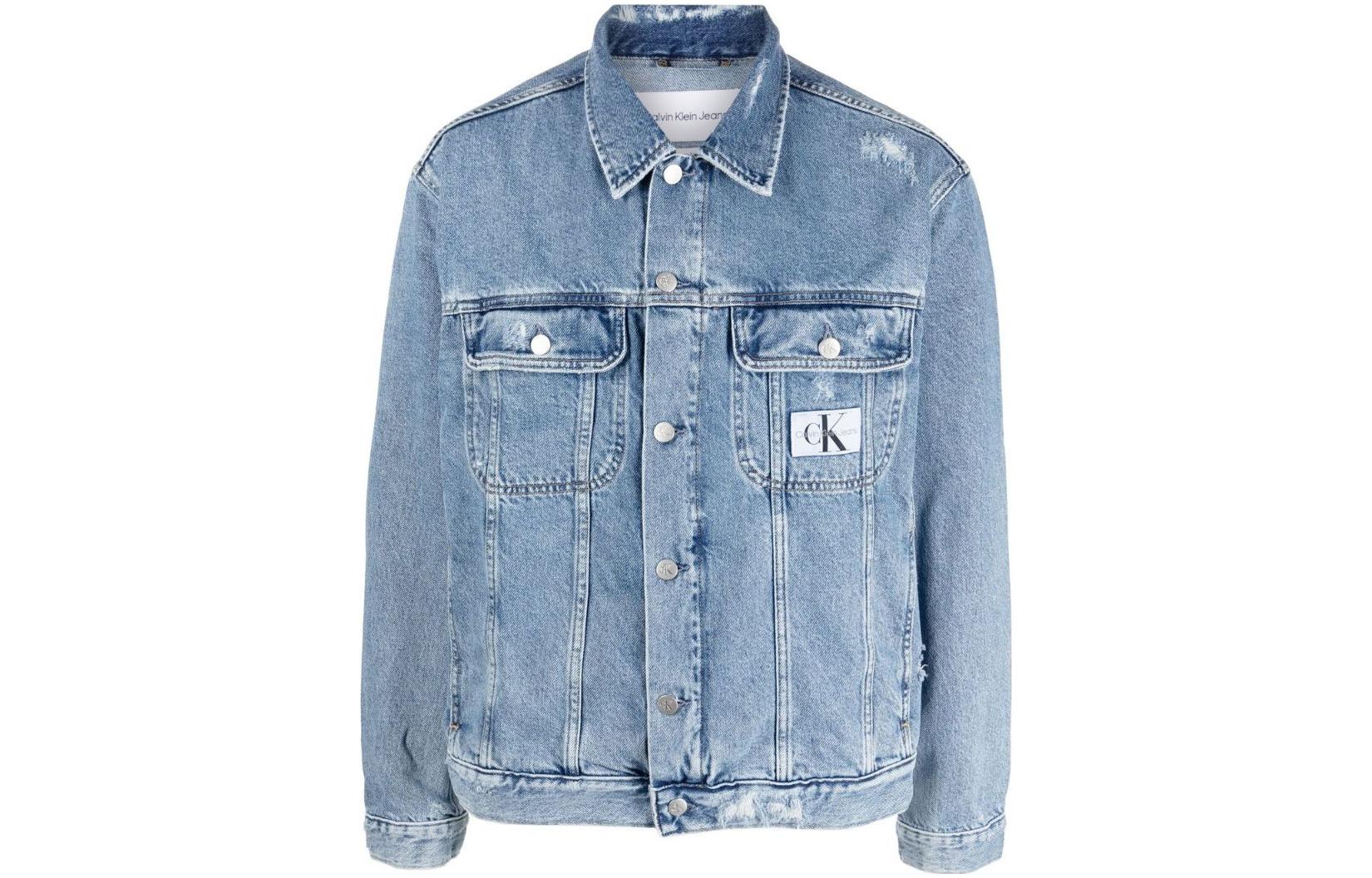 Calvin Klein Light Blue Logo Patch Long Sleeve Denim Jacket J30J321516-1A4