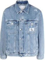 Calvin Klein Light Blue Logo Patch Long Sleeve Denim Jacket J30J321516-1A4 Calvin Klein Light Blue Logo Patch Long Sleeve Denim Jacket J30J321516-1A4