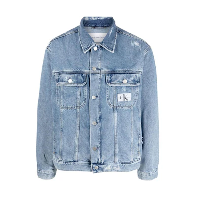 Calvin Klein Light Blue Logo Patch Long Sleeve Denim Jacket J30J321516-1A4