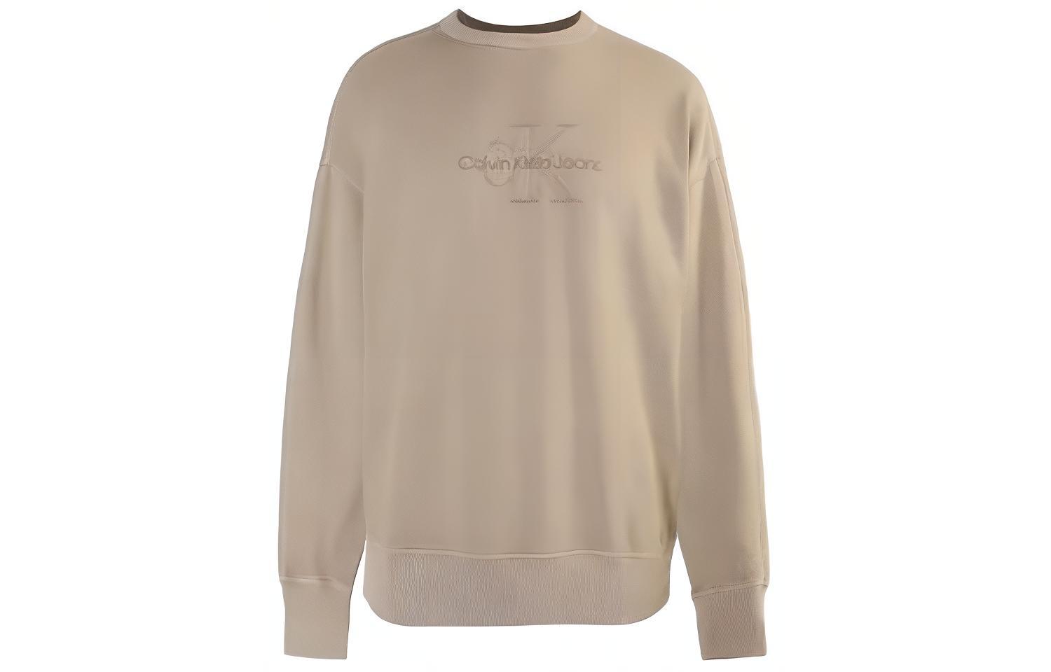 Calvin Klein Light Brown Logo Crewneck Slim Fit Long Sleeve Sweatshirt J30J324091-PED
