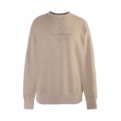 Calvin Klein Light Brown Logo Crewneck Slim Fit Long Sleeve Sweatshirt J30J324091-PED