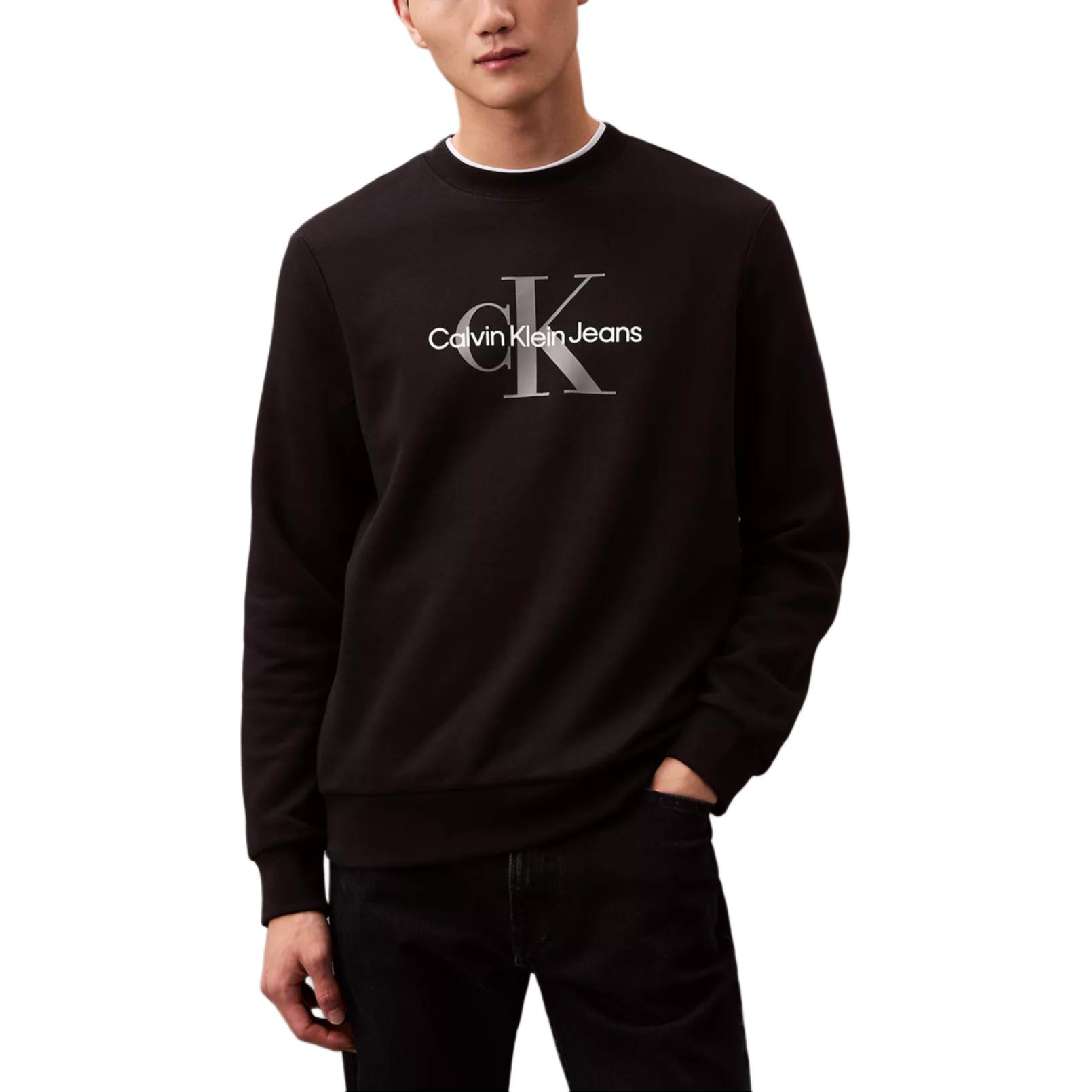 Calvin Klein Logo Crewneck Long-Sleeve Sweatshirt Black 40BM801-001